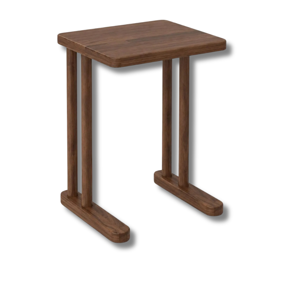 Modern Wooden C-Shaped Sofa Side Table