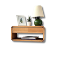 Modern Wooden Floating Nightstand with Drawer and Open Shelf