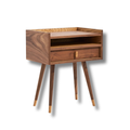 Mid-Century Wooden Nightstand with Drawer and Open Shelf