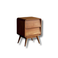Mid-Century Wooden Nightstand with Two Drawers